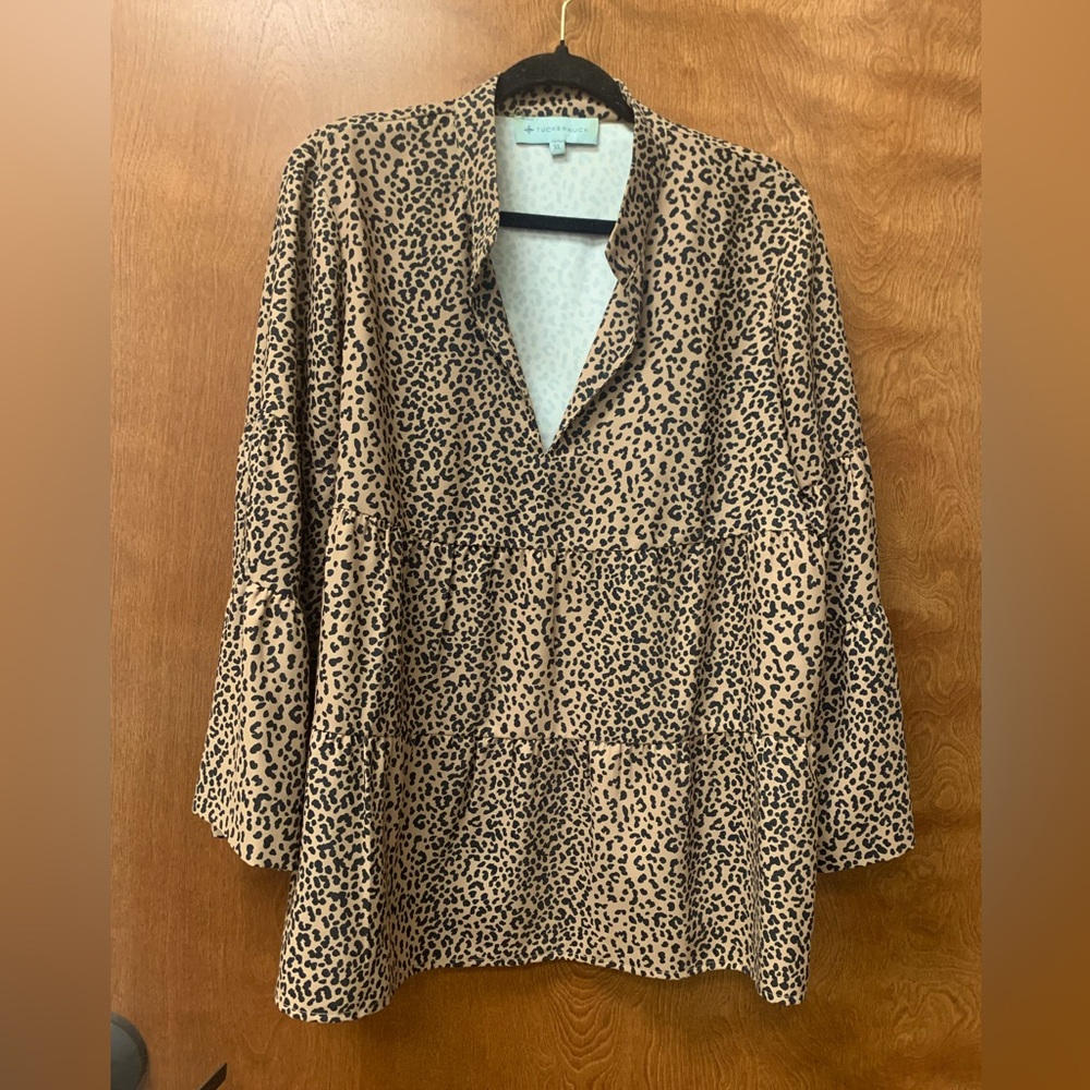 Tuckernuck leopard tiered blouse